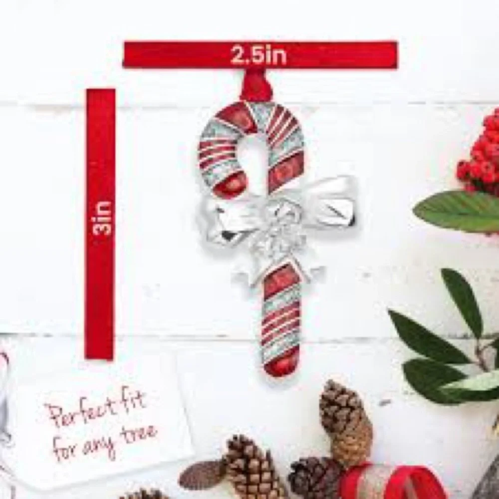 Silver and Red Candy Cane Ornament